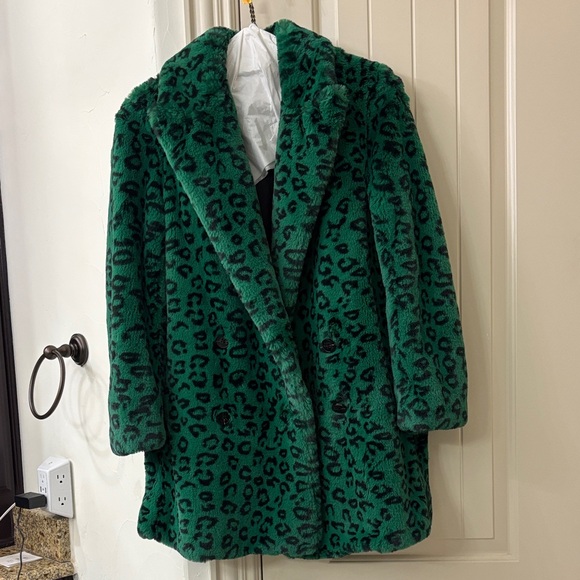 Zadig & Voltaire Jackets & Blazers - Zadig & Voltaire Green Animal Print Teddy Jacket